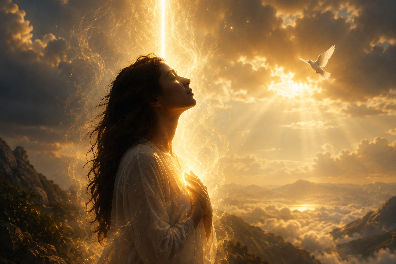 A golden image representing spiritual connection with God.